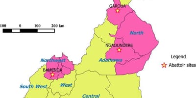 கமரூன் காட்டும் பகுதிகள் வரைபடம்